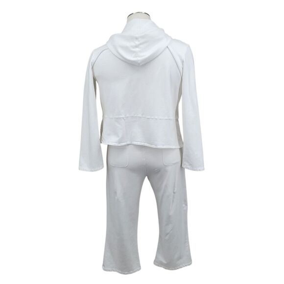 Fresh Produce White Cropped Pants and Matching Jacket Leisure Set Cotton - Picture 2 of 14